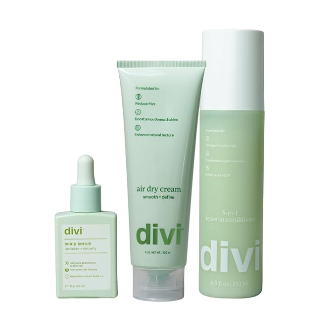 Divi Hair Care Air Dry Bundle, 30ml Scalp Serum, Leave-in Conditioner, Air Dry Cream, 3 Piece Set