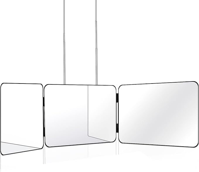 JANMPASK 3 Way Mirror for Self Hair Cutting Tools with Height Adjustable Mirror 360 Trifold for Makeup to See Back of Head (Black)