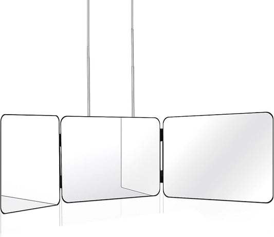 JANMPASK 3 Way Mirror for Self Hair Cutting Tools with Height Adjustable Mirror 360 Trifold for Makeup to See Back of Head (Black)
