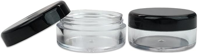 Beauticom 5G/5ML Round Clear Jars with Black Lids for Herbs, Spices, Loose Leaf Teas, Coffee and Other Foods (Quantity: 25pcs)