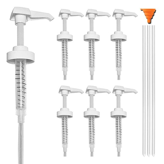 6 Pack Gallon Jug Pump Dispenser 38-400 Syrup Pump for Gallon Jug Dispensing - 7cc Lotion Gallon Shampoo Pump Top Replacement, Fits 1 Gallon Bottle 64oz 128oz Hand Sanitizer Containers, Plus Funnel