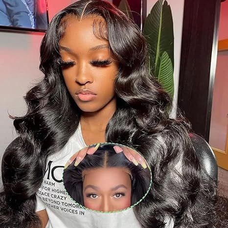 32 Inch Wear and Go Glueless Human Hair Wigs - Pre Plucked, Pre Cut, No Glue 5x5 HD Lace Closure, 180% Transparent Body Wave Lace Front Wig for Women - 3 Seconds to Wear