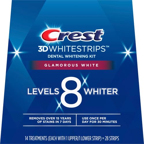 Crest 3D White Luxe Whitestrip Teeth Whitening Kit, Glamorous White, 14 Treatments( Each with 1 Upper/ 1 Lower), 28 Strips