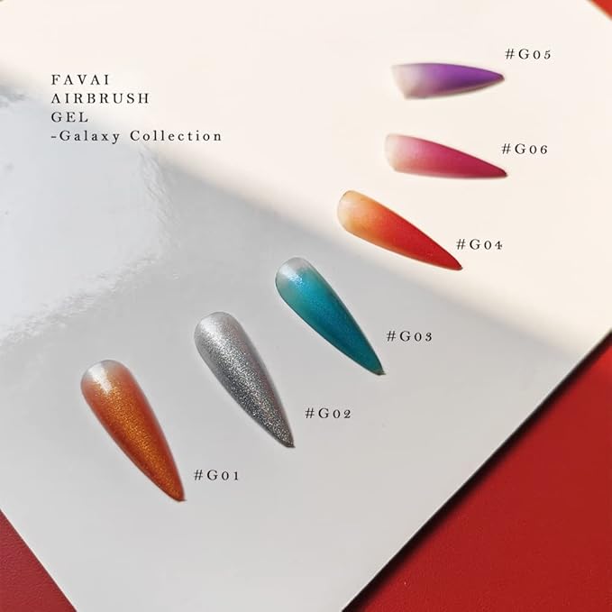 FAVAI 6 Colors Airbrush Gel Nail Polish Kit Air Gel Set Glitter Collection 6 * 15ml