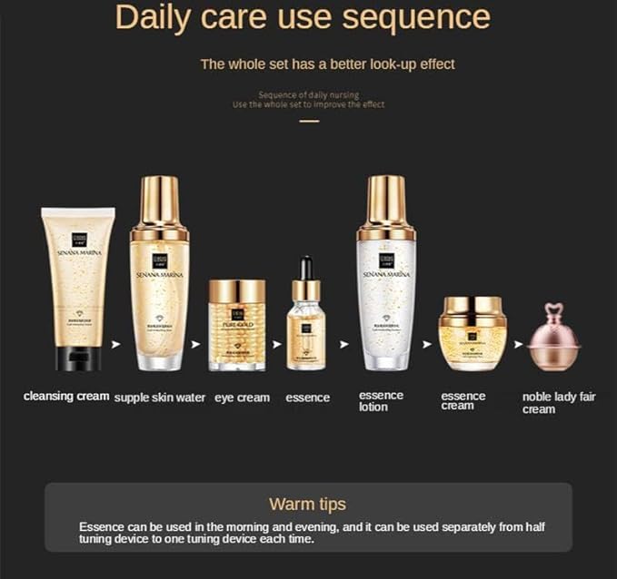 24K Gold Skin Care Set - 9-Piece Collection for Ultimate Moisturizing, Pore-Shrinking, and Oil Control