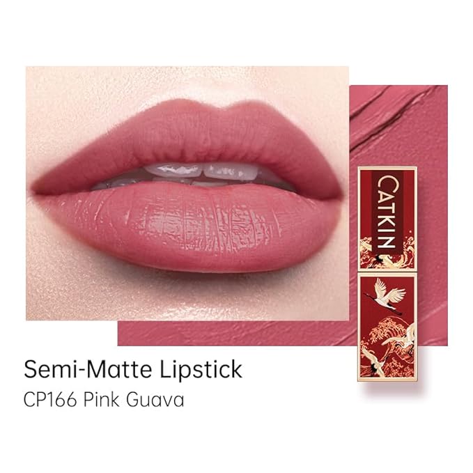 Catkin Semi-Matte Lipstick Hydrating High Impact Color Infused with Vitamin E and Avocado Oil Smooth Soft Texture Long Lasting Matte Finish 166