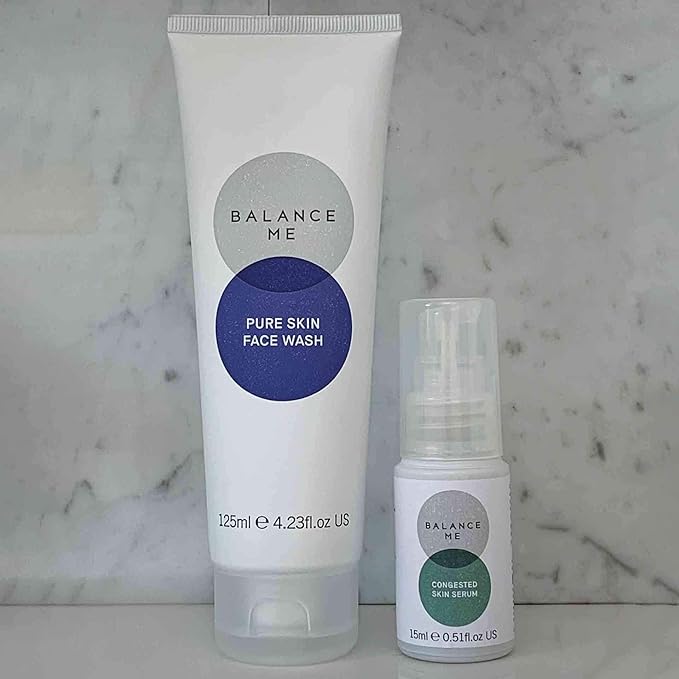 Balance Me Soothe + Clear Duo - Congested Skin Serum & Pure Skin Face Wash - Vegan & Cruelty-Free - For Blemish-Prone Skin