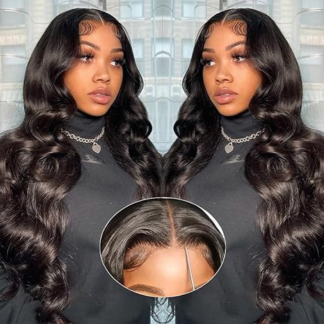 32 Inch Wear and Go Glueless Human Hair Wigs - Pre Plucked, Pre Cut, No Glue 5x5 HD Lace Closure, 180% Transparent Body Wave Lace Front Wig for Women - 3 Seconds to Wear
