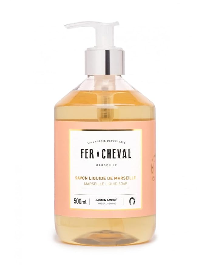 Fer à Cheval Liquid Marseille Soap, French Luxury Savon Liquide De Marseille Soap, Amber Jasmine, 500ml/16.9fl oz