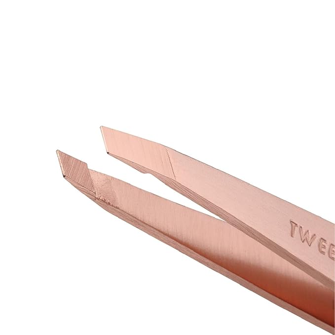 Tweezerman Rose Gold Petite Point and Slant Tweezer Set with Travel Case