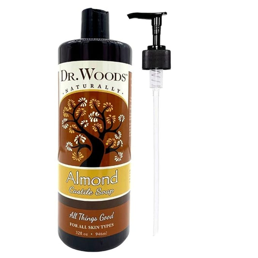 Dr. Woods Pure Almond Liquid Castile Soap with Pump, 32 Ounce