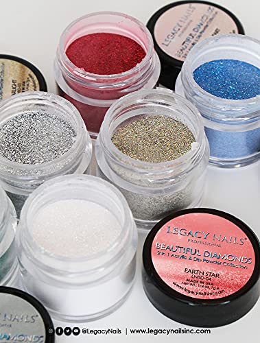 Legacy Nails Professional COLLECTION Acrylic Powder Kit 6 Colors Nail Art Set for Manicure DIY for Dip & Acrylic Nail Extensions (DIAMONDS COLLECTION)