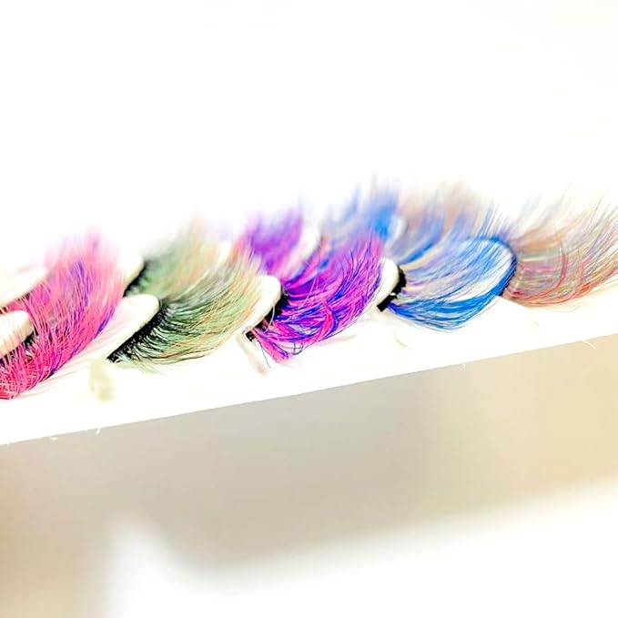 Sunniess Ombre Colored Lashes Silk Protein Fluffy Wispy Volume Fake Lashes for Halloweens Cosplay Party Stage Russian D Curl Lashes with Color Make up Faux Mink False Eyelashes