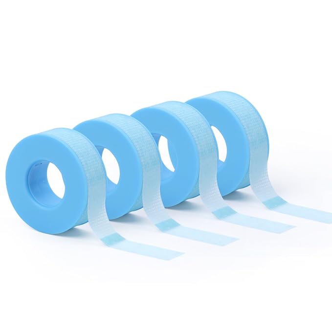 Lash Tape for Eyelash Extensions,Eyelash Tape Silicone Gel Eyelash Extension Tape for Sensitive Skin Pain-Free Removal Lash Extensions Tape(0.5in x 4yd, 4Rolls,Blue)