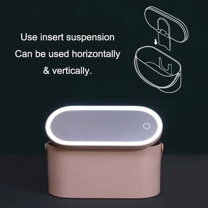 Travel Makeup Organizer Box with LED Mirror, Portable Makeup Case Touch Switch Home Cosmetic Box Jewelry Organizer Birthday Valentine's Day Gift for Women Girls,Pink