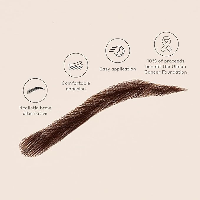 Volition Beauty Mission Brows, Dark Brown - Eyebrow Wigs Made of Responsibly-Sourced Human Hair - Long-Lasting, Realistic False Eyebrow Alternative with Easy Application
