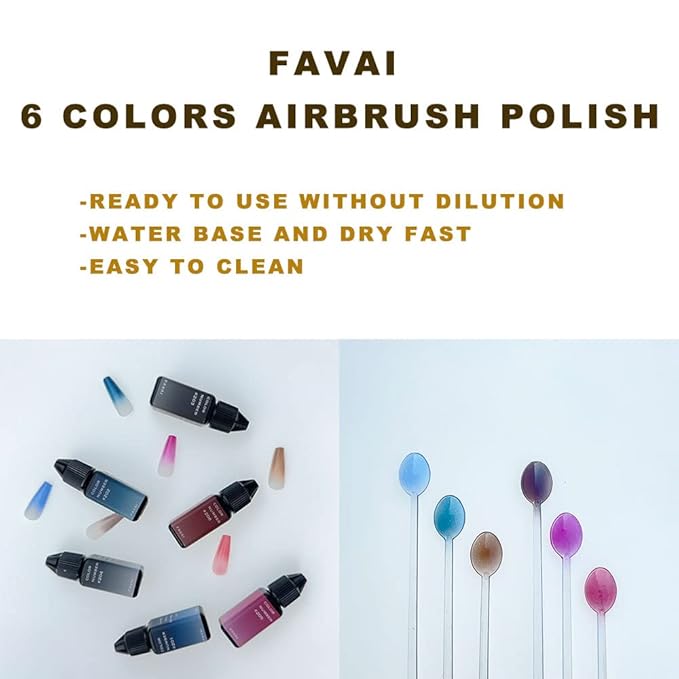 FAVAI Airbrush Gel Nail Polish Kit Air Gel Set Fall Winter Collection 6 colors 6 * 15ml / 0.5 Fl Oz Long Lasting Soak Off Gel Polish Sets Without Dilution Nail Art French Manicure