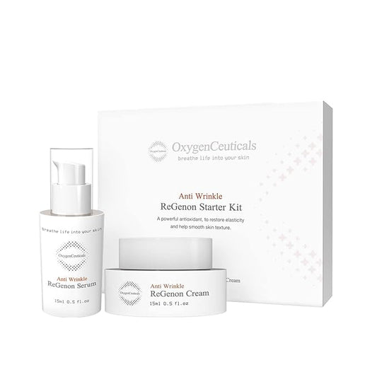 ReGenon Starter Kit – 2-Step Anti-Aging System with Antioxidant Serum & Cream, 20,000ppm of Idebenone