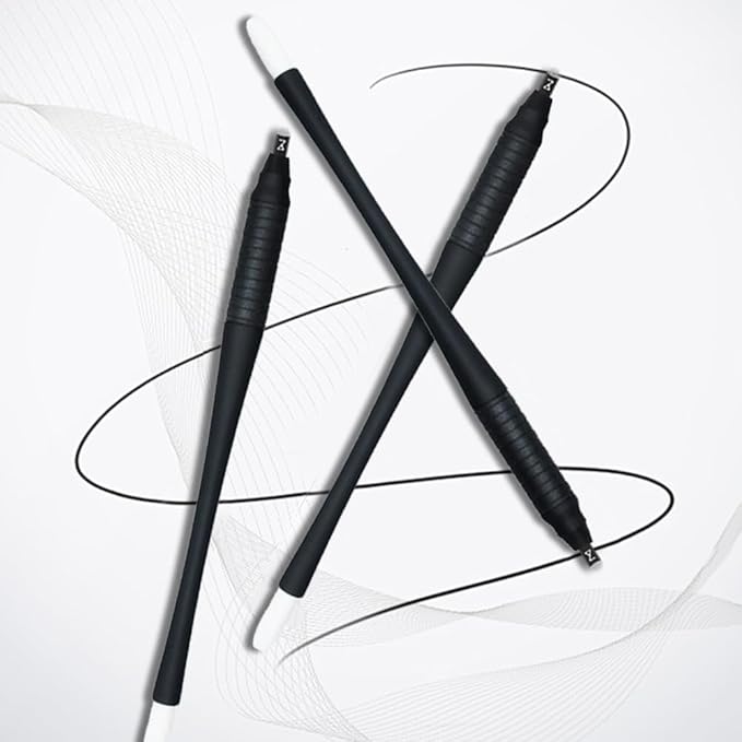 M Mellie's Signature Microblading Eyebrow Pen (Pack of 10) - Disposable Pen for Brows - Sterilized Blade, Comfortable Rubber Grip and Pigment Sponge for Flawless Brows (C12 .18mm, Black)