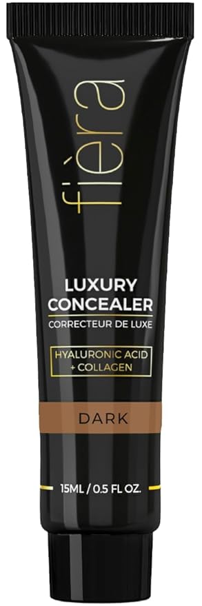 Fièra Luxury Concealer & Foundation with Anti-Aging Ingredients - Full Coverage for Dark Circles, Wrinkles, Fine Lines, and Spots, All-Day Wear For Mature Skin - Dark, 0.5 FL. OZ. / 15 ML