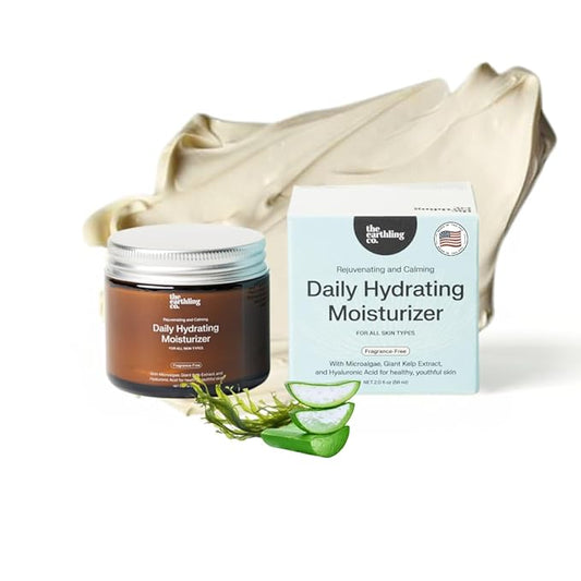 The Earthling Co. Daily Hydrating Moisturizer - Natural, Moisturizing Face Cream for AM & PM - Non-comedogenic and Fragrance-free with Hyaluronic Acid for Sensitive, Dry, and Oily Skin (2.0 fl oz)