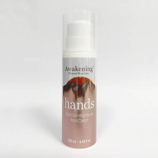Awakening Hands - Magnesium-Rich Hydrating Hand Therapy Hand Cream - Moisturizing Hand Lotion with Myrrh- 250ml/8.5oz Countertop Airless Pump