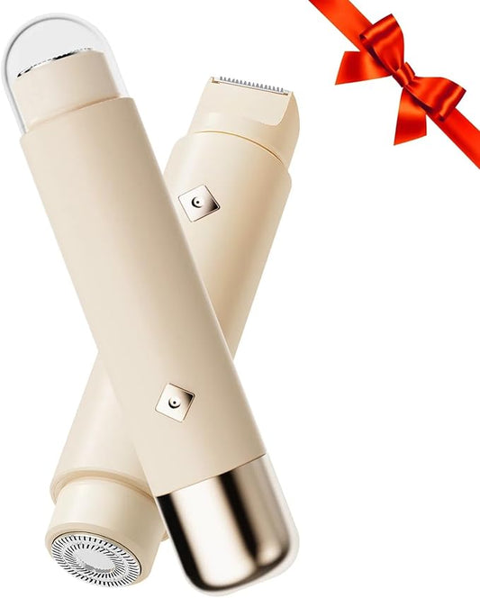 2025 New Electric Bikini Trimmer for Women, 2-in-1 Dual Head Shaver, Womens Electric Razor (Beige)