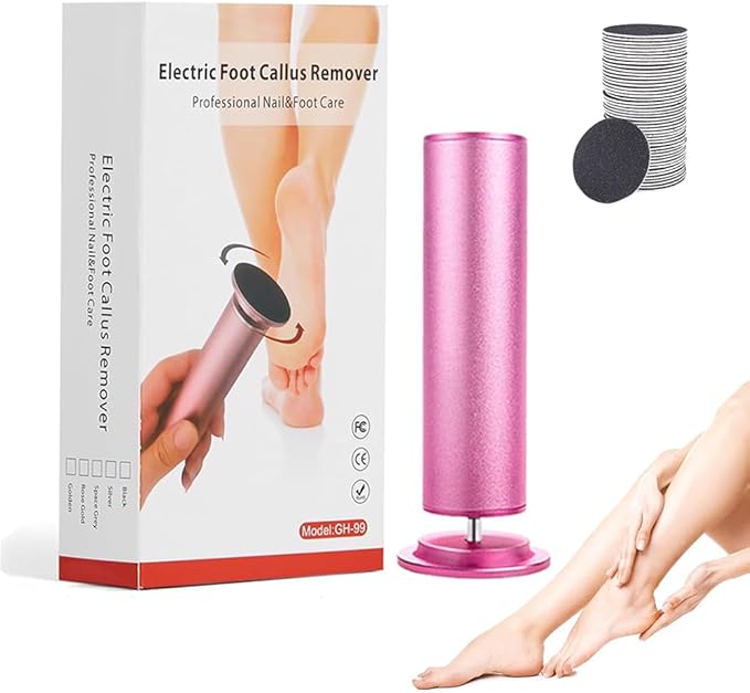 Electric Foot Callus Remover,MOWLIE Electric Foot Care Tools with Speed Controller and 60pcs Replacement Sandpaper Disk for Men Women Dead Dry Crack Skin Calluses (Pink)-5