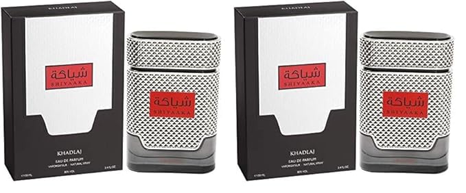 Khadlaj Shiyaaka Silver Eau de Parfum Spray for Men, 3.4 Ounce (Pack of 2)