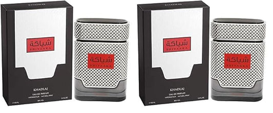 Khadlaj Shiyaaka Silver Eau de Parfum Spray for Men, 3.4 Ounce (Pack of 2)