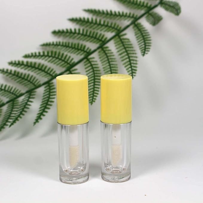 COSIDEA 30pcs Yellow Empty 6ml 0.2oz Lip Gloss Tubes with Big Doe Foot Wand，Round Lipgloss Containers，Concealer Tube Cosmetic Packing Container Bulk Wholesale