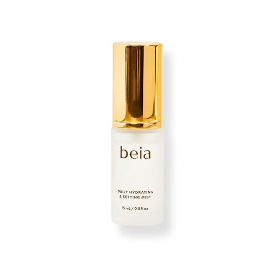 Beia Setting Spray with Hyaluronic Acid for Sensitive Skin - Hydrating Face Mist for Early Morning & Post Shower Glow - Moisturizing Finishing Spray for Makeup - Non Comedogenic Travel Size 0.5 Fl Oz
