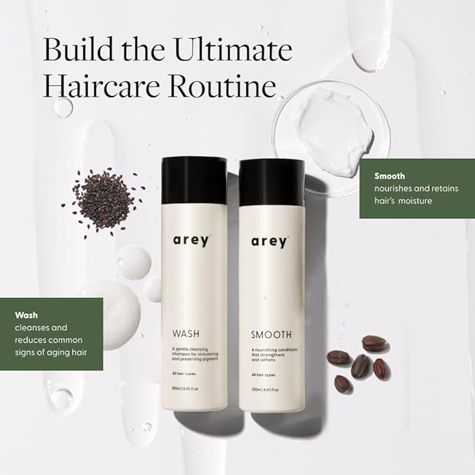 Arey Smooth Conditioner | Reduce the Signs of Aging Hair | Retains Moisture, Promotes Smoothness | For Use with Wash Shampoo | Vegan, Gluten-Free, Residue-Free & Cruelty-Free (8.45 Fl Oz, 30 Uses)