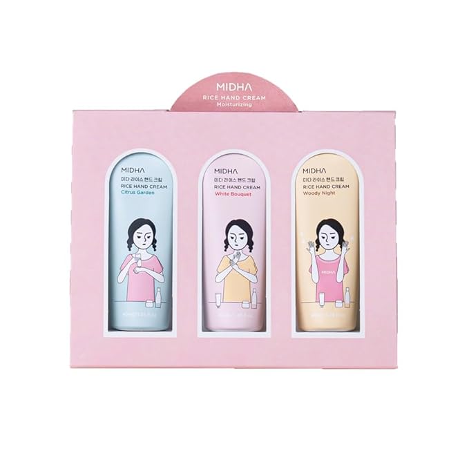 MIDHA Rice Hand Cream Set, non-sticky but fresh finishing, highly moisturizing, perfumed