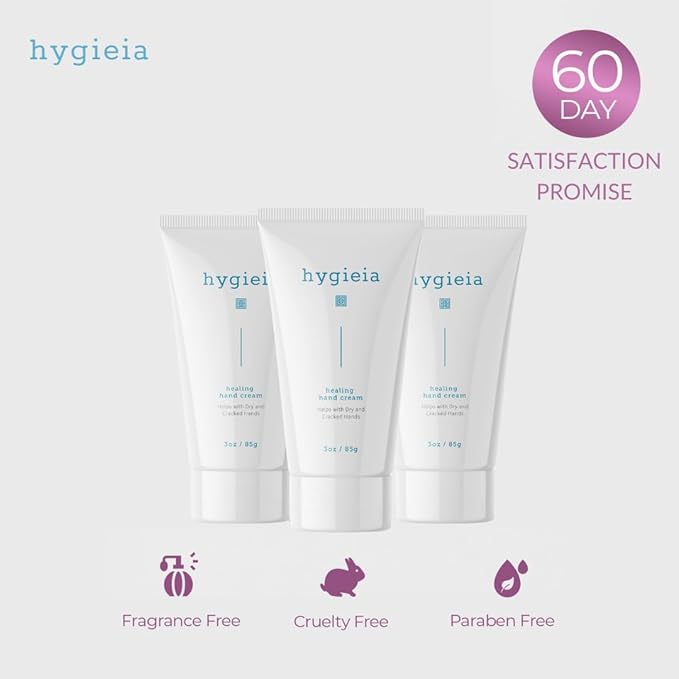 Hygieia Crepey Hand Repair Cream – Day/Night Hand Repair Cream for Thin, Dry Skin & Cracked Hands – Deeply Nourishing Shea Butter & Aloe Leaf – Non-Greasy, Fast Absorbing Anti-Aging , 3 Oz (Pack of 3)