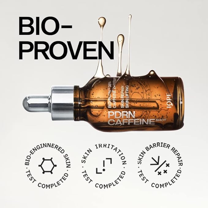 IOPE BIO-PDRN Caffeine Shot Serum | 38% 𝑷𝒍𝒂𝒏𝒕-𝒃𝒂𝒔𝒆𝒅 Vegan PDRN & 20,000ppm Caffeine & Niacinamide in a Bottle, Plumping Skin, Intense Lifting and Firming, Korean Skincare, 1.01 Fl Oz