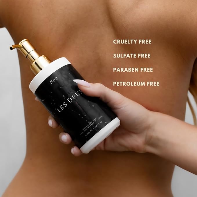 Les Deux Body Wash - Nourishing & Hydrating Natural Body Cleanser with Niacinamide, Probiotics, Rosehip & Marula Oils, No 2 - (Amber, Saffron, Sandalwood). Sulfate Free Body Wash