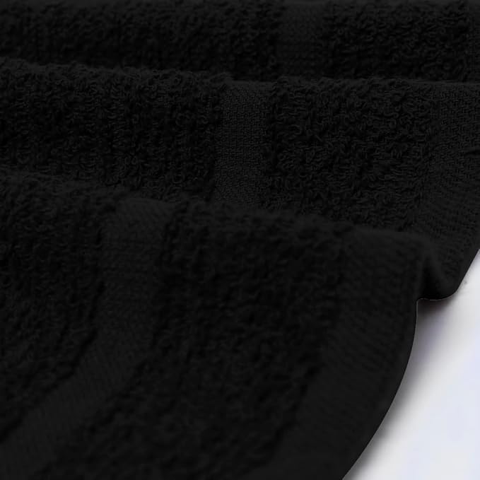 Avalon Towels Cotton Washcloths – (Pack of 60) Size 12x12 Inches, 100% Ring Spun Cotton, Soft & Absorbent Face Towels, Gym Towels, Hotel and Spa Quality, Reusable Fingertip Towels (Black)