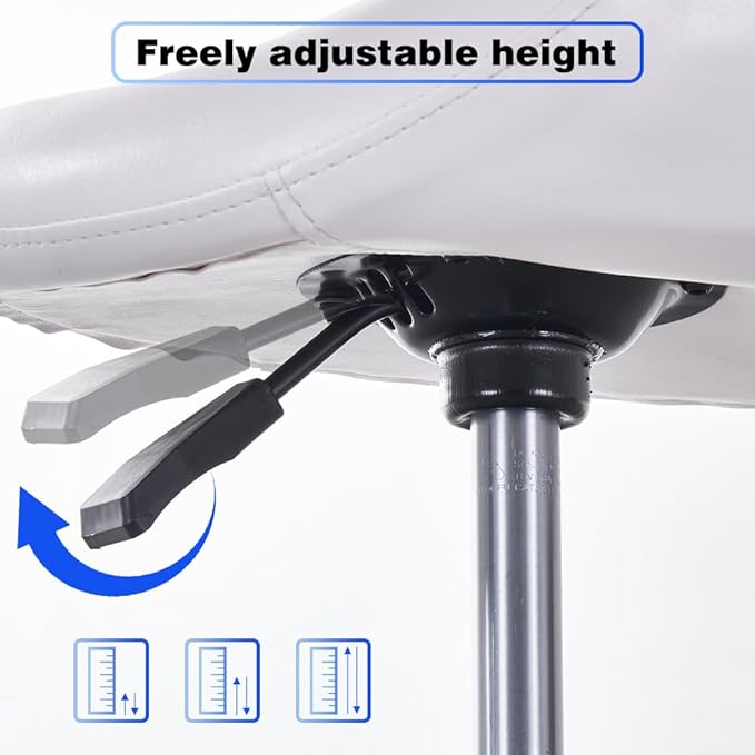 Ergonomic Saddle Rolling Stool for Salon Office Bar Tattoo Lash Tech Manicure Kitchen Hygienic Home Eyelash Artist Spa Metal Stool with Wheels Adjustable Seat Chair,White