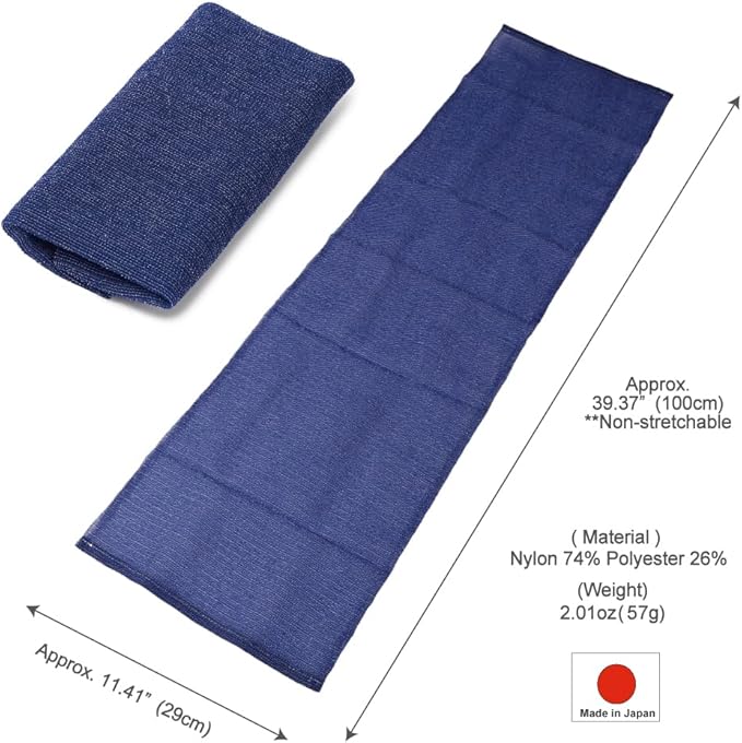 Extra Rough, Exfoliating Washcloth [Made in Japan] Exfoliating Towel Special Texture Makes Fluffy Foam Lather, Back Scrubber, Dead Skin Cell Remover [Loofah for Women and Men] (Blue)