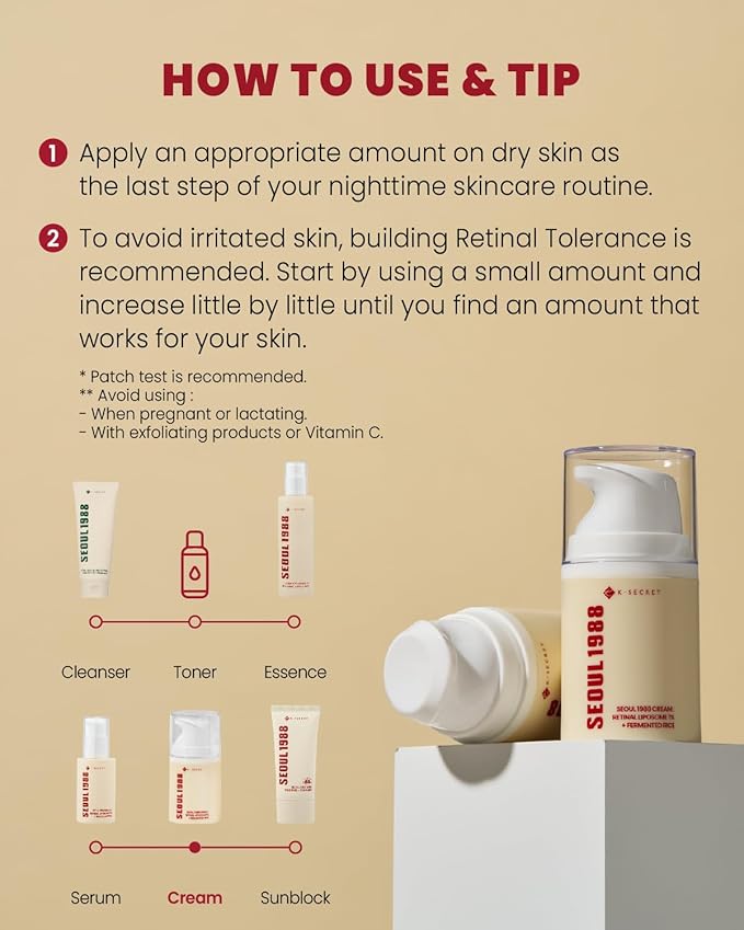 KSECRET SEOUL 1988 Cream : Retinal Liposome 1% + Fermented Rice, 50ml/1.69fl.oz.