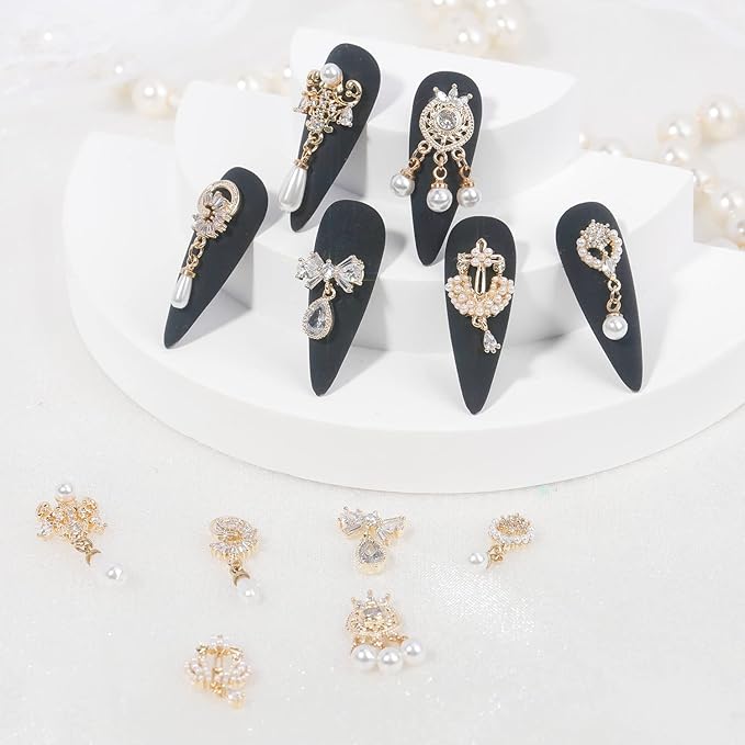 12Pcs Gold Nail Charms Nail Zircon Charms Rhinestones for Nails Gold Charms for Nails Shiny Nail Art Crystal Charms Gems Jewelry Dangle Nail Diamond Rhinestone Charms for Nail DIY Decoration