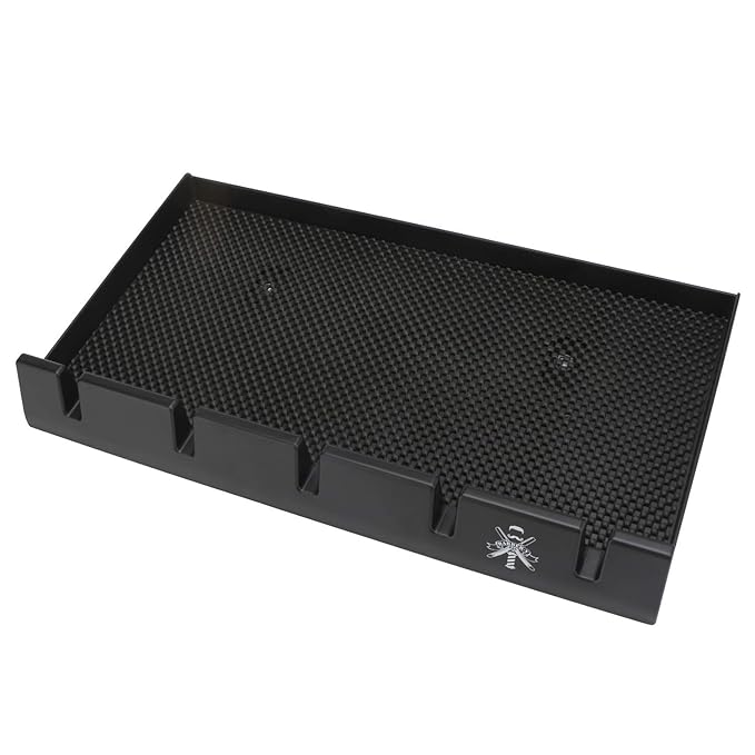 Segbeauty Barber Clipper Tray, Holder and Rack, Anti-Slip Black Salon Organizer, Razor Case, 5 Notches Professional Hair Trimmer Holder, Hairdresser Stylist Barbers Tools Box