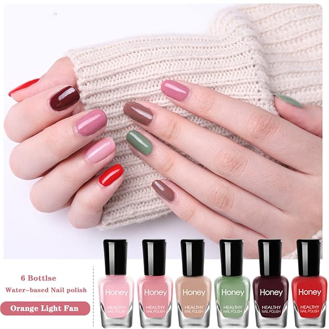 Non Toxic Nail Polish Set, Easy Peel Off and Fast Dry Nail Polish Set for Pack, Eco Friendly & Organic Water Based Nail Polish for Women,Teens
