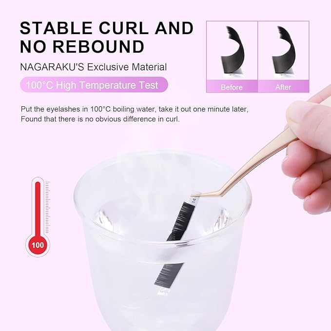 NAGARAKU Eyelash Extensions Individual Lashes 0.15mm D curl 7-15mm Mix Tray Classic Matte Black Natural Faux Mink 16 rows