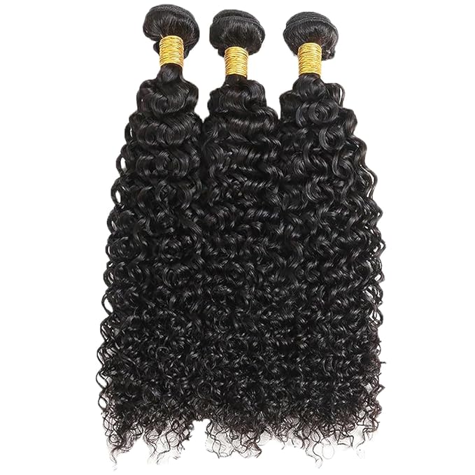 Human Hair Bundles Water Wave Human Hair Natural Color Water Curly Weave Bundles Brazilian Weave Extensions Soft and Silky for Black Women 12 14 16 Inch
