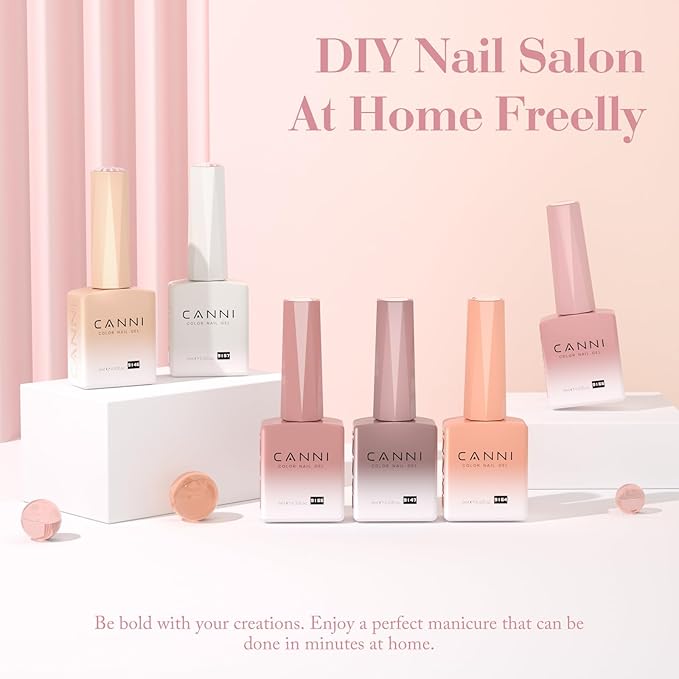 CANNI Jelly Gel Nail Polish Set, 6 Colors 9ML Nail Sheer Light Pink Transparent Milky White Gel Nail Polish Soak Off Uv LED Lamp Nail Art Design Manicure Salon for Women