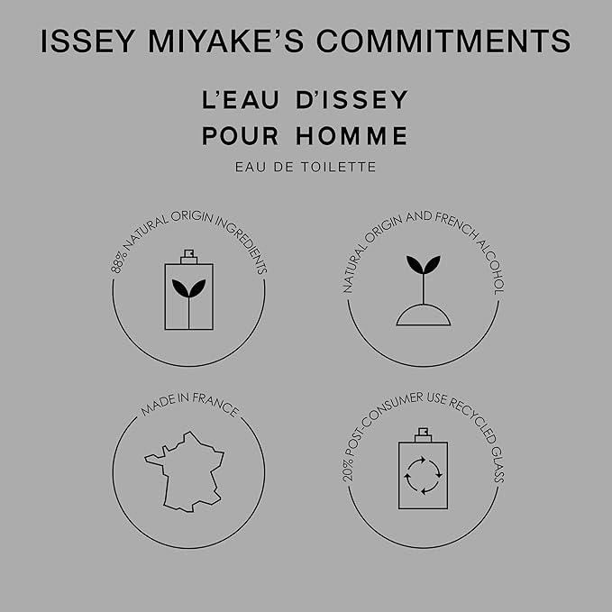 Issey Miyake L'Eau d'Issey Pour Homme Eau de Toilette - Fragrance for Men - Pure & Fresh - With Notes of Yuzu, Nutmeg & Sandalwood - 6.7 oz