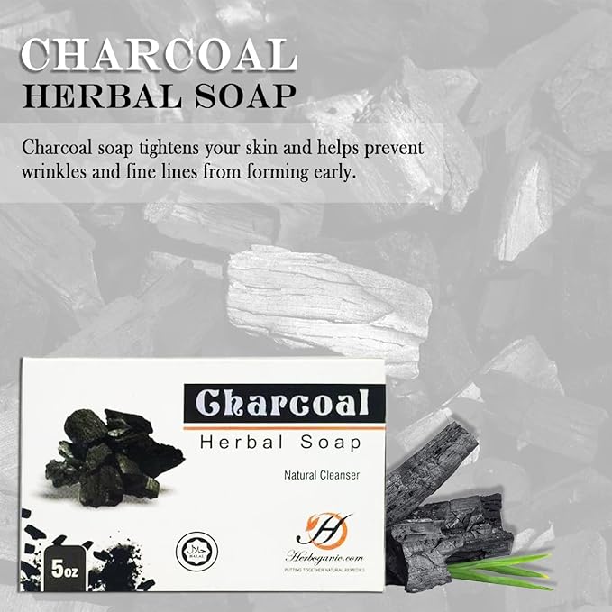 Charcoal Herbal Soap | Pack of 6 of 5oz soap Bar | Ideal for Men and Women, Soothing and Nourishing Soap for Moisturization