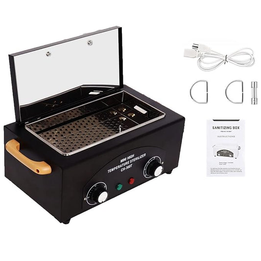 Sterilizer for Nail Tools 1.5L 110V 300W High Temperature Metal Clean Box with Adjustable Timer Temperature Sterilizer Cabinet for Manicure SPA Salon Metal Hairdressing Tool Equipment(black)